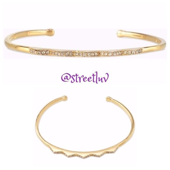 Stella & Dot Pavé Chevron Cuff Bracelet ~ Goldtone Crystal - Picture 1 of 6